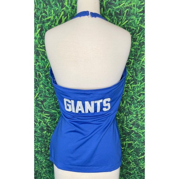 New York Giants All Sport Couture NFL Women’s Large Blue Halter Top Shirt - Picture 4 of 6